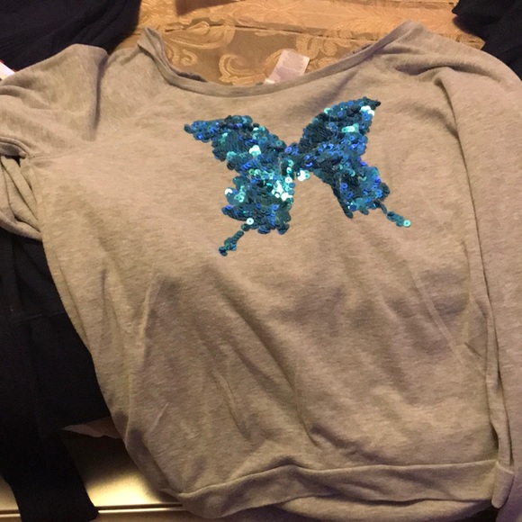 grey sweatshirt with butterfly design - Picture 2 of 3